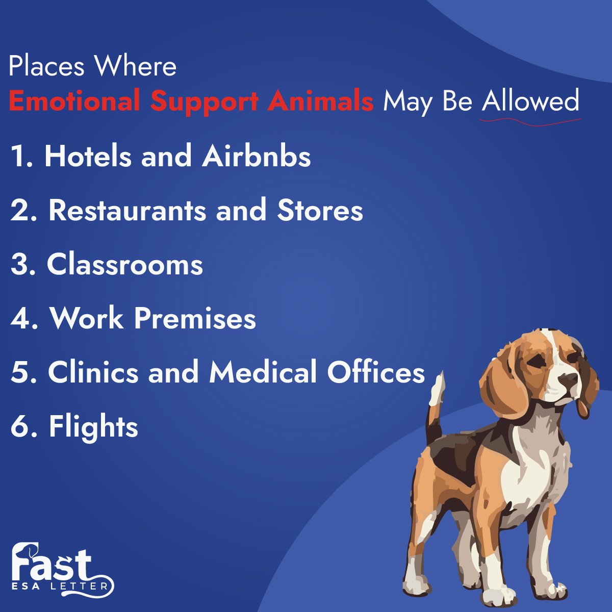 Places Where Emotional Support Animals May Be Allowed Places Where Emotional Support Animals May Be Allowed