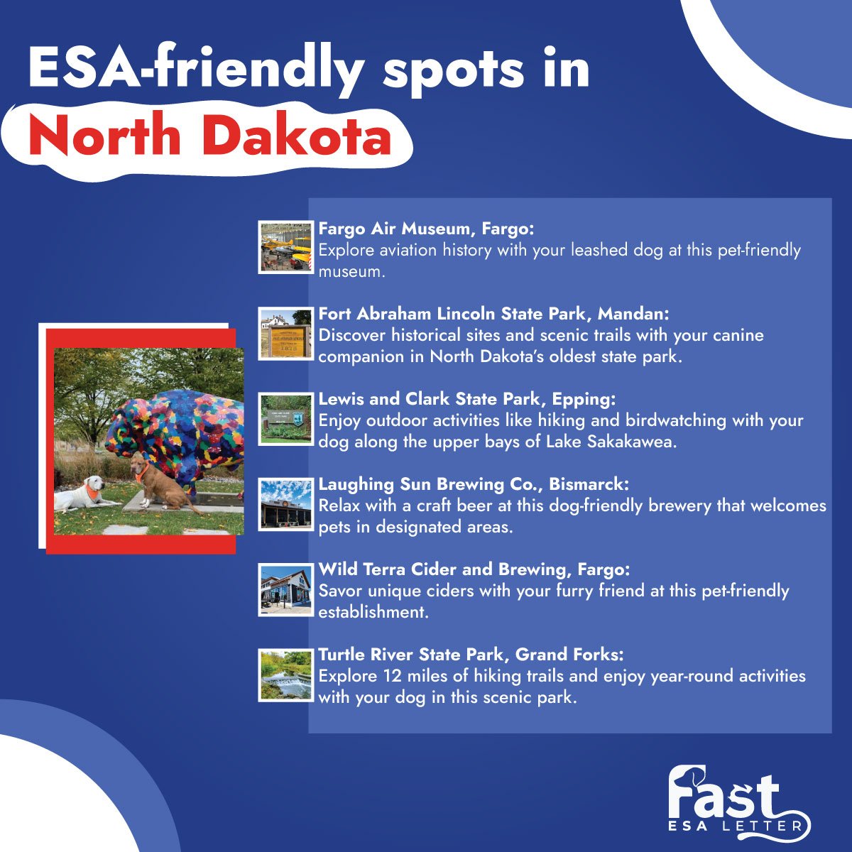ESA-friendly spots in North Dakota ESA-friendly spots in North Dakota