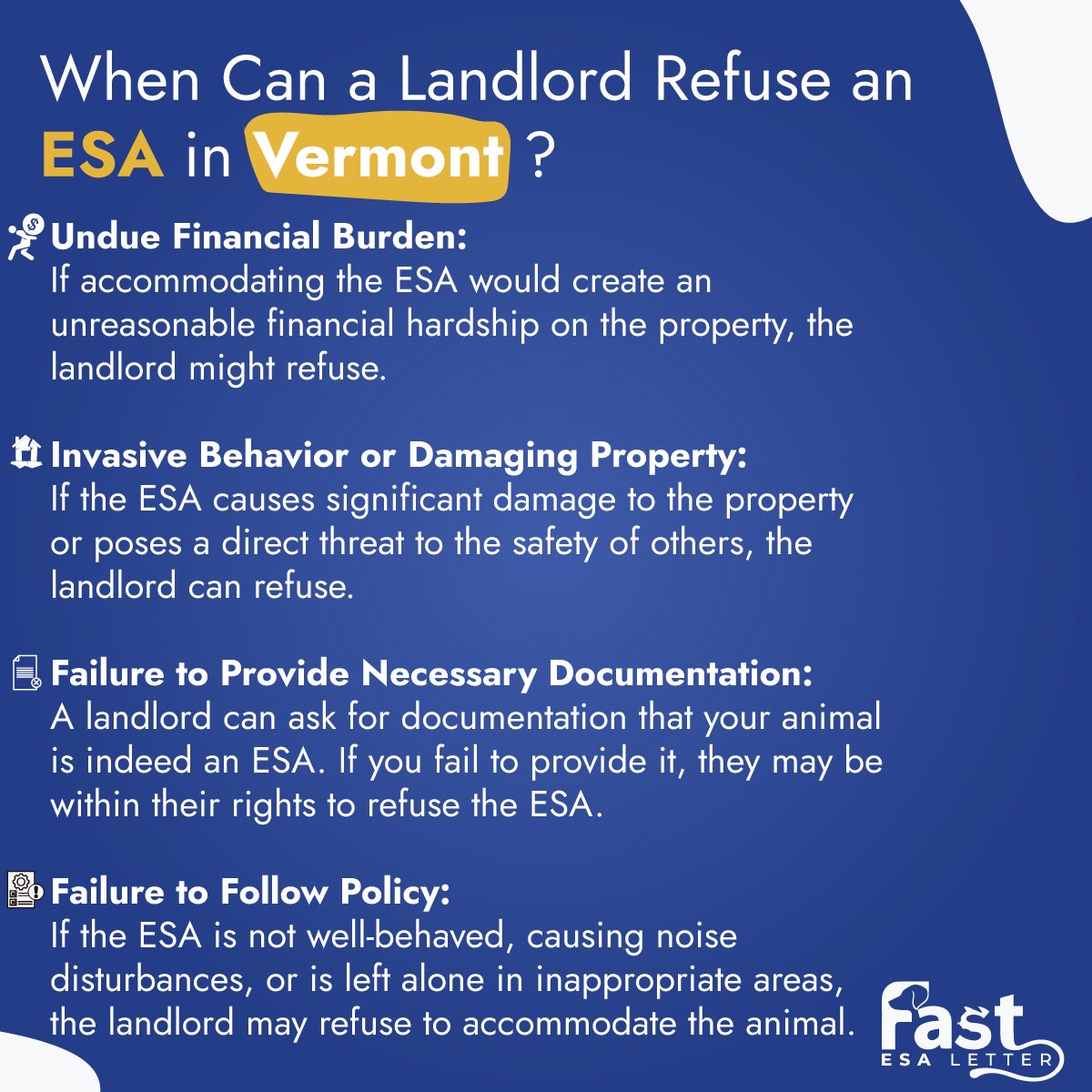 Landlord Refuse an ESA in Vermont Landlord Refuse an ESA in Vermont
