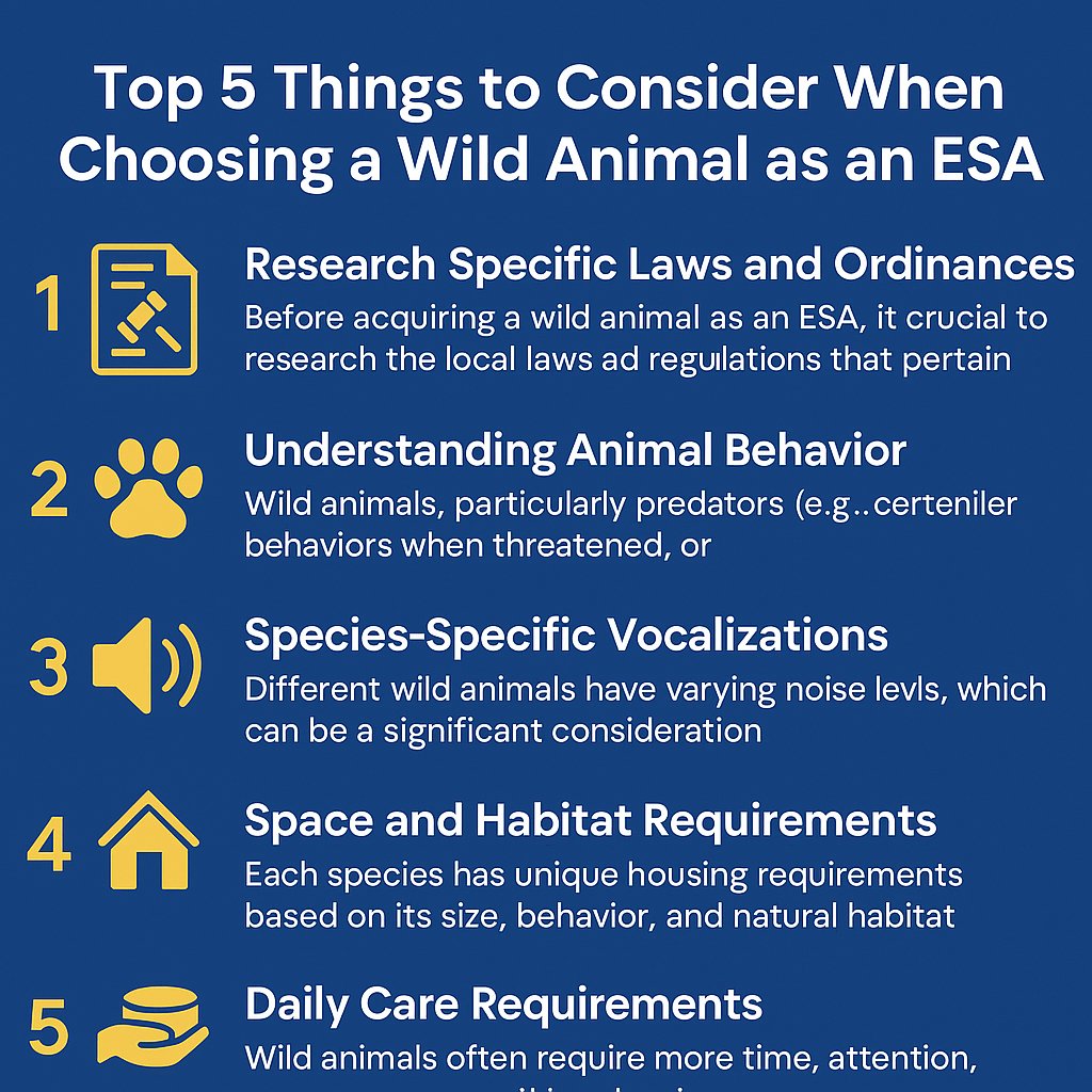 Top 5 Things to Consider When Choosing a Wild Animal as an ESA Top 5 Things to Consider When Choosing a Wild Animal as an ESA
