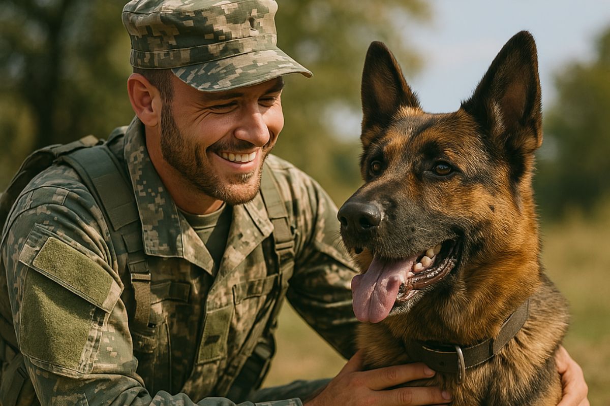Can Active-Duty Military Have an ESA Soldier playing with German Shepherd