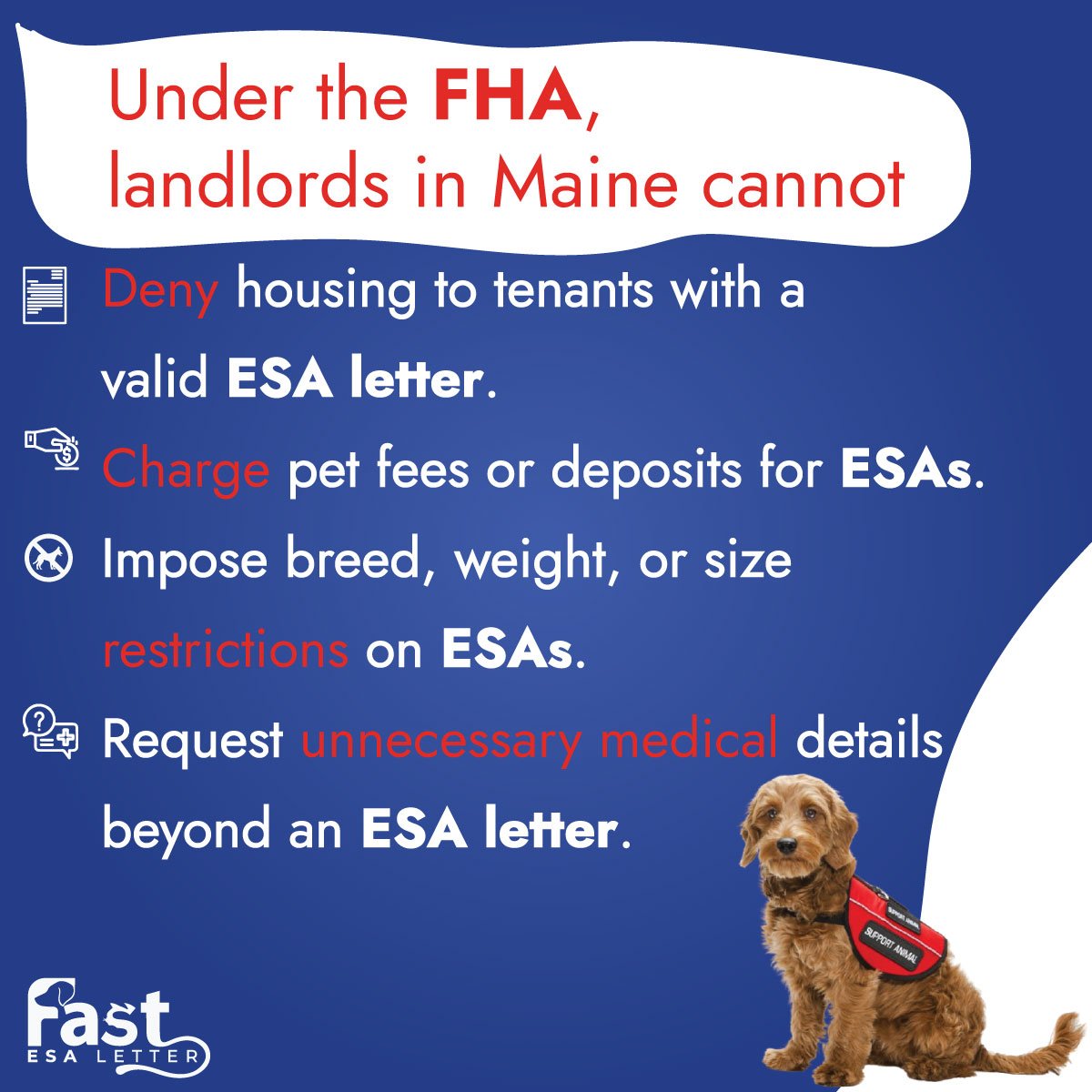 Under the FHA, landlords in Maine cannot Under the FHA, landlords in Maine cannot