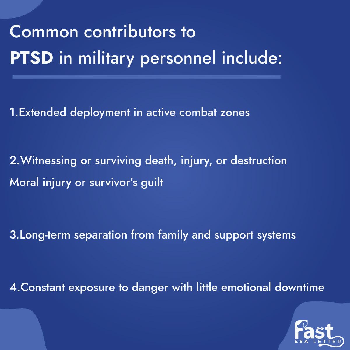 Common contributors to PTSD in military personnel include